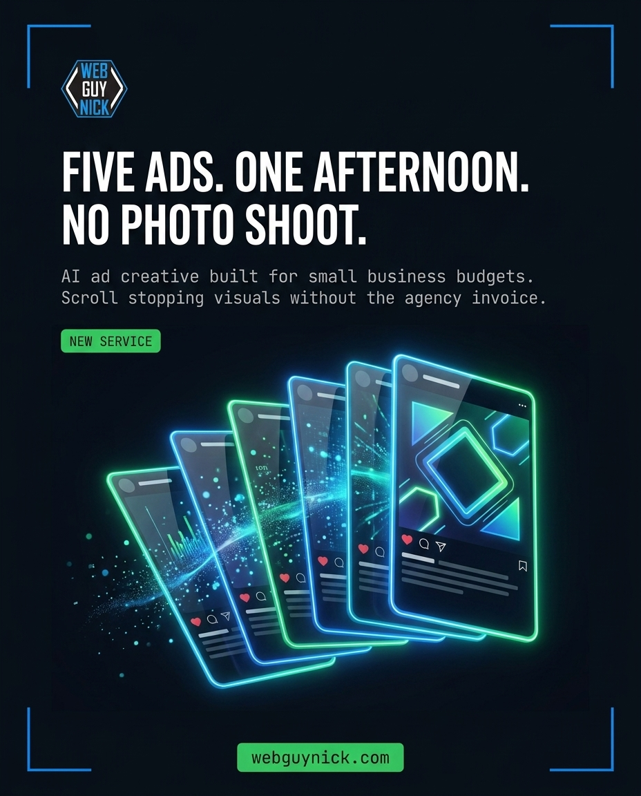 Web Guy Nick advertisement for AI ad creative production