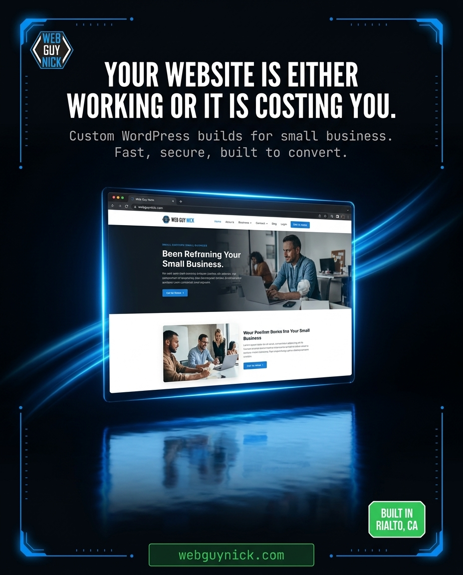 Web Guy Nick advertisement for custom WordPress website builds