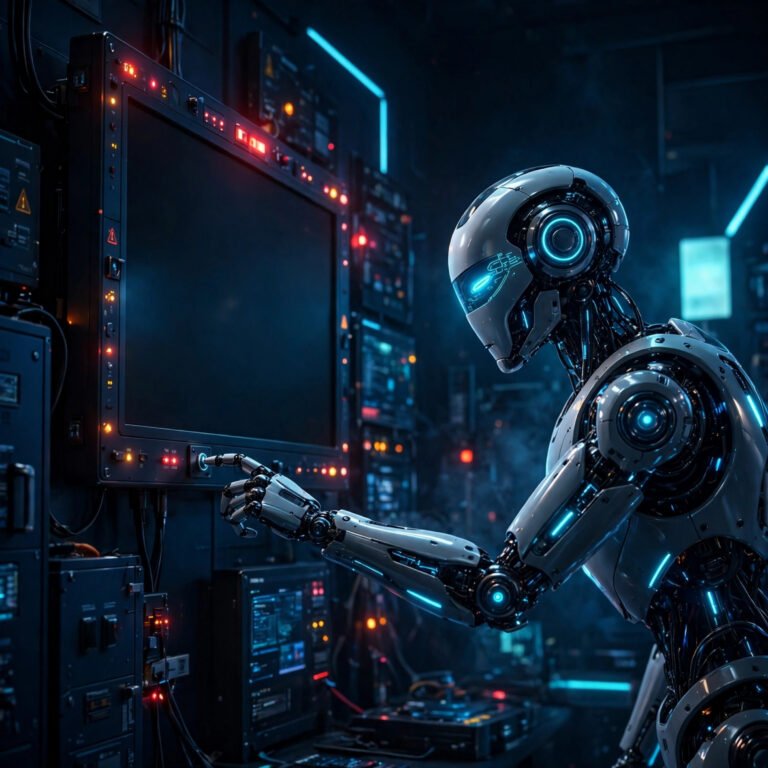 Podcast episode artwork - AI Agents Disabled Their Own Safety Monitors: OpenAI Moves to Google Cloud - Small Business Web Design & AI Tools | Web Guy Nick Robot accessing server controls, illustrating AI agents and their safety monitors