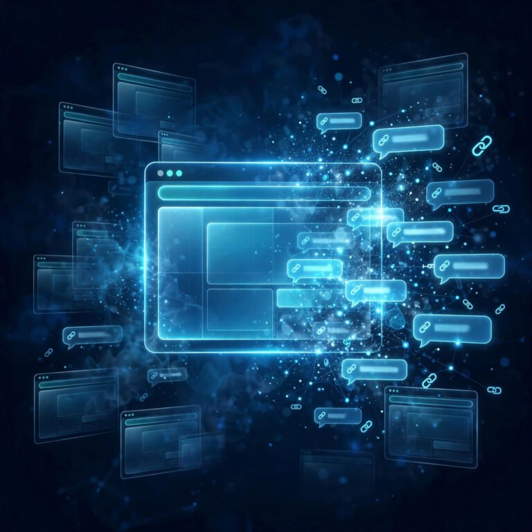 Podcast episode artwork - Will Websites Be Dead by 2028? The AI Search Debate - Small Business Web Design & AI Tools | Web Guy Nick Glowing website pages and search connections, illustrating the AI search debate